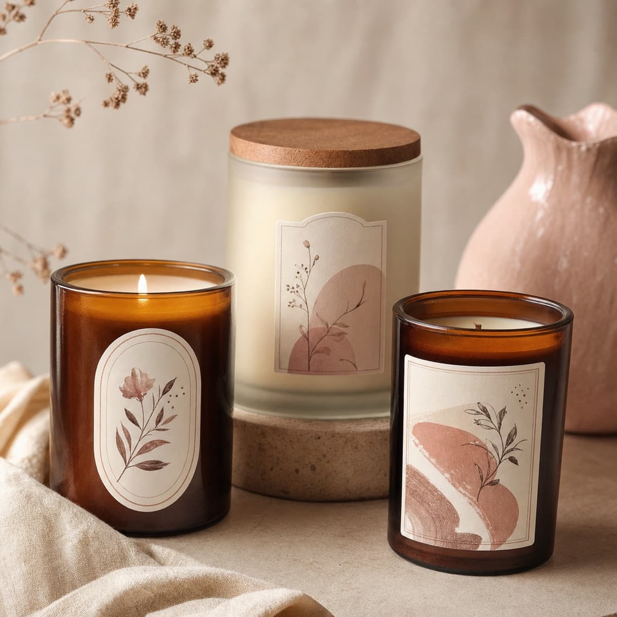 Custom Candle Label Stickers product examples and finish