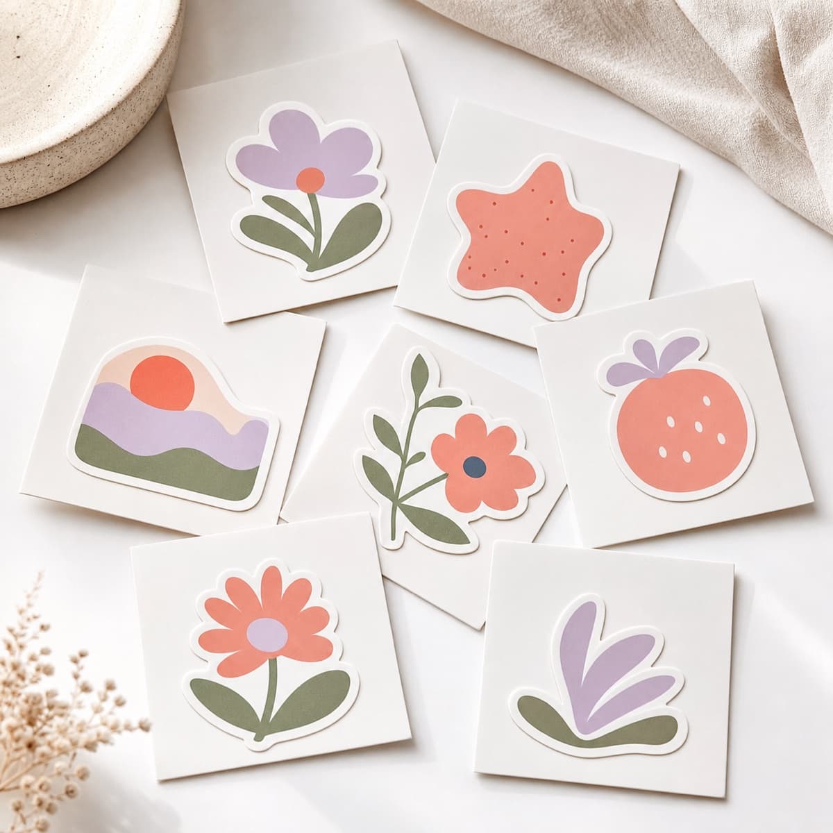 Custom Kiss Cut Stickers product examples and finish