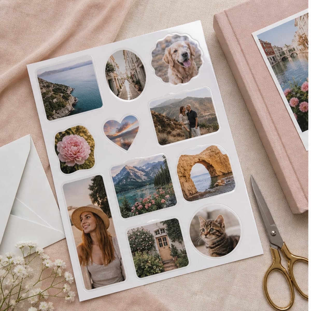 Custom Photo Stickers sheet and print examples