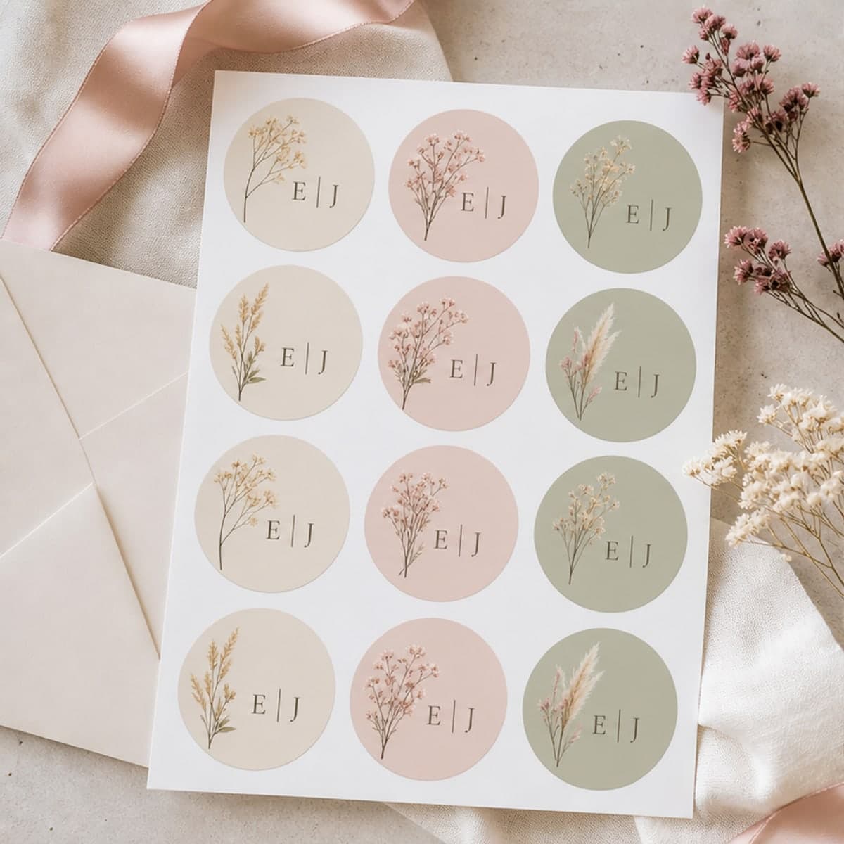 Custom Wedding Favour Stickers sheet and print examples