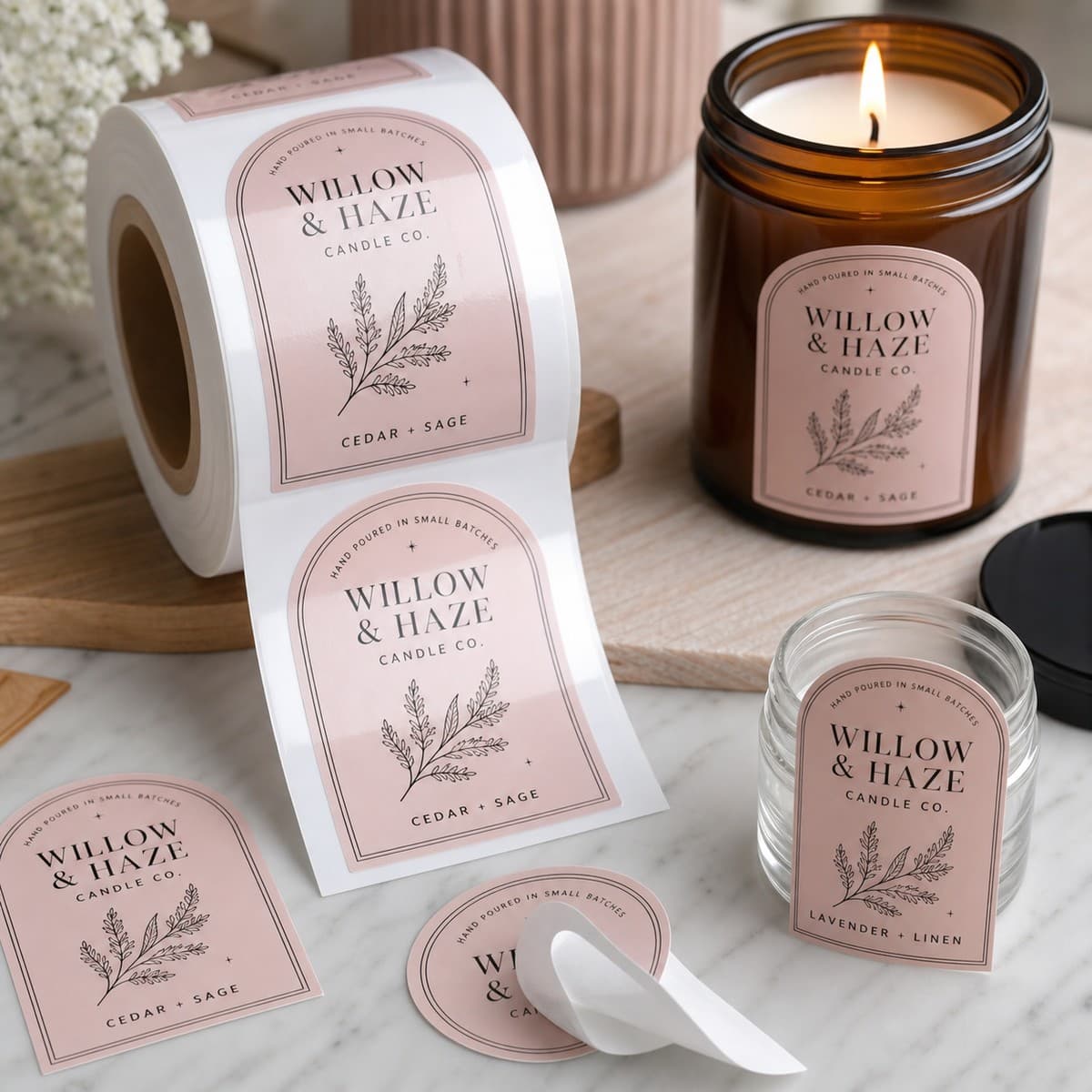 Waterproof Candle Jar Labels printed sticker examples