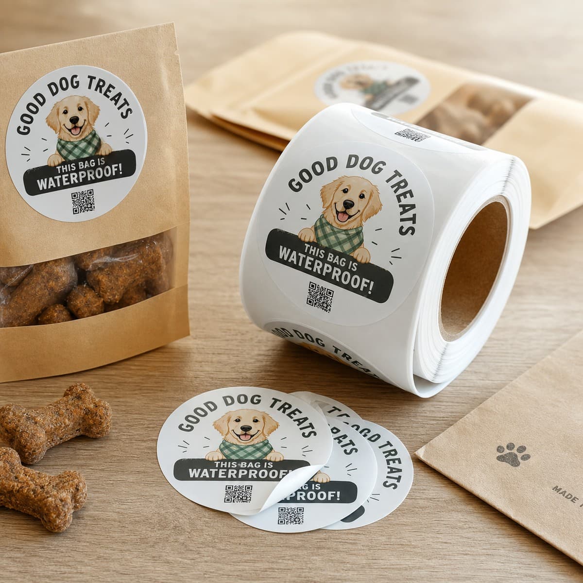Waterproof Dog Treat Bag Stickers printed sticker examples