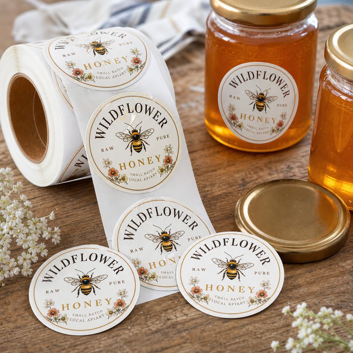 Waterproof Honey Jar Labels printed sticker examples