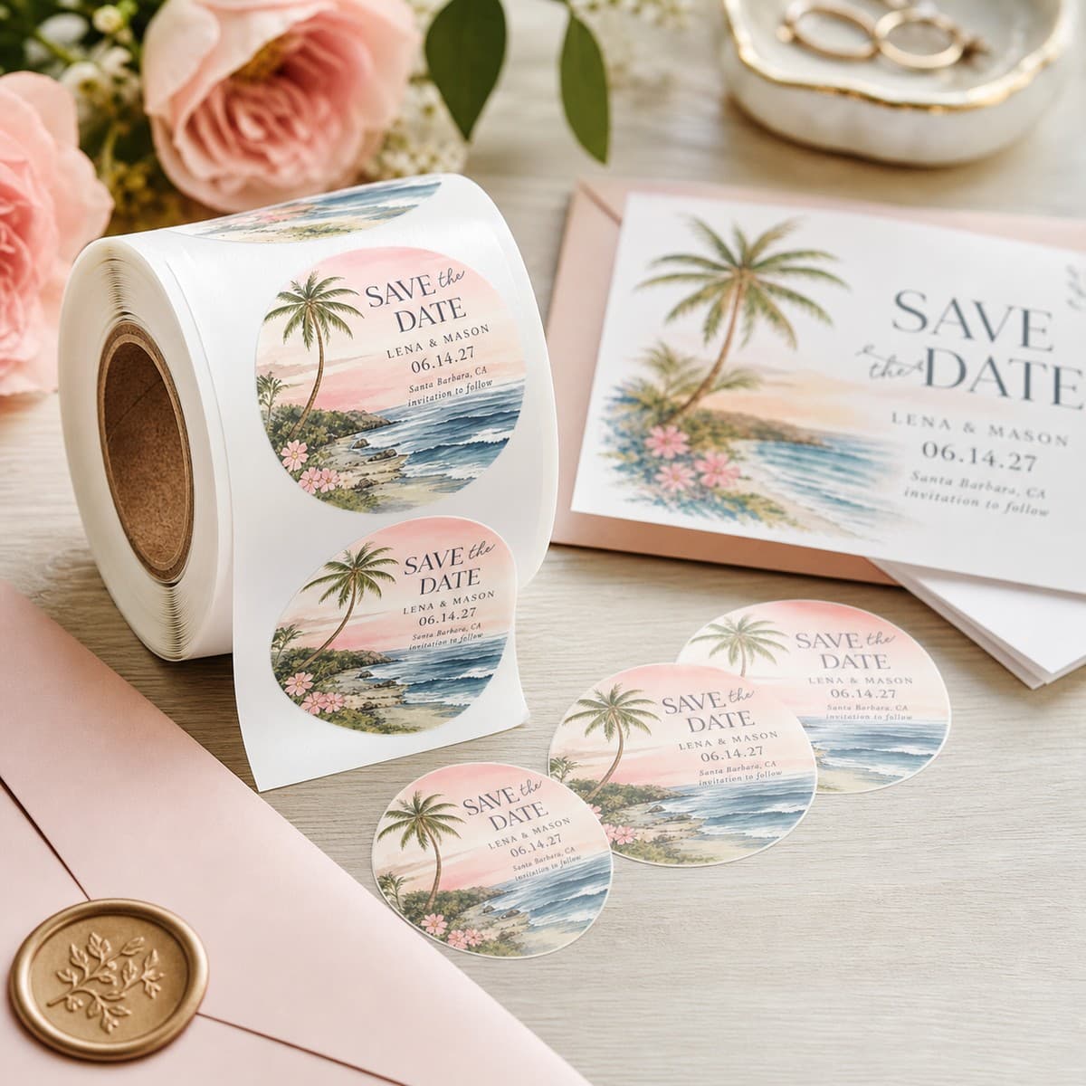 Waterproof Save The Date Stickers printed sticker examples