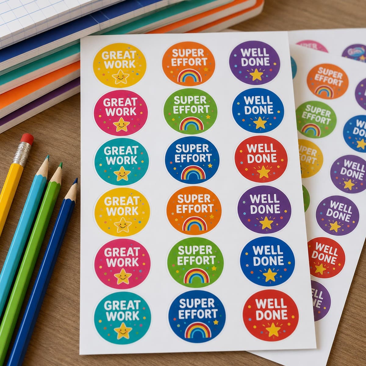 Waterproof Teacher Reward Stickers printed sticker examples