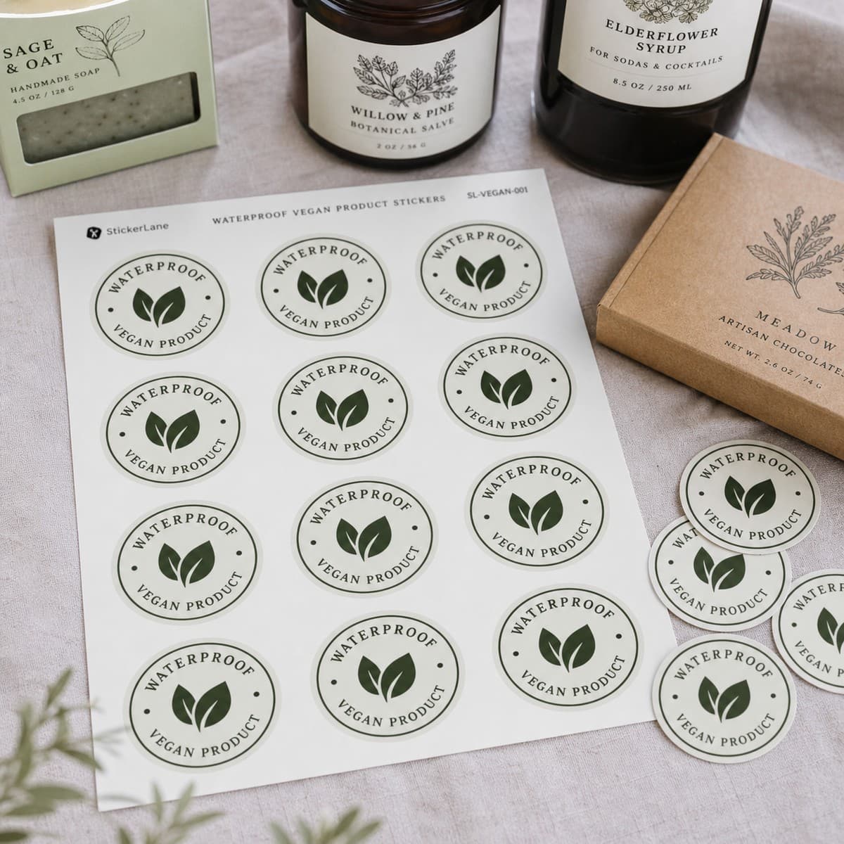 Waterproof Vegan Product Stickers printed sticker examples