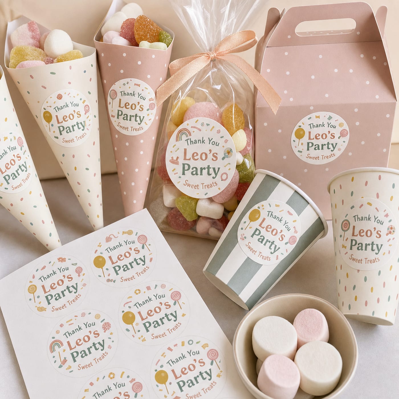 Custom Sweet Cone Stickers sheet and print examples