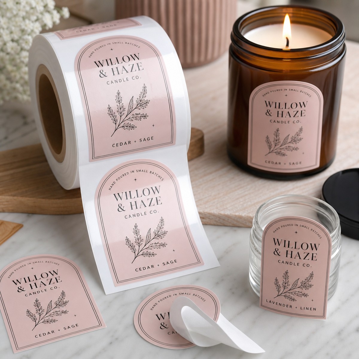 Waterproof Candle Jar Labels printed sticker examples