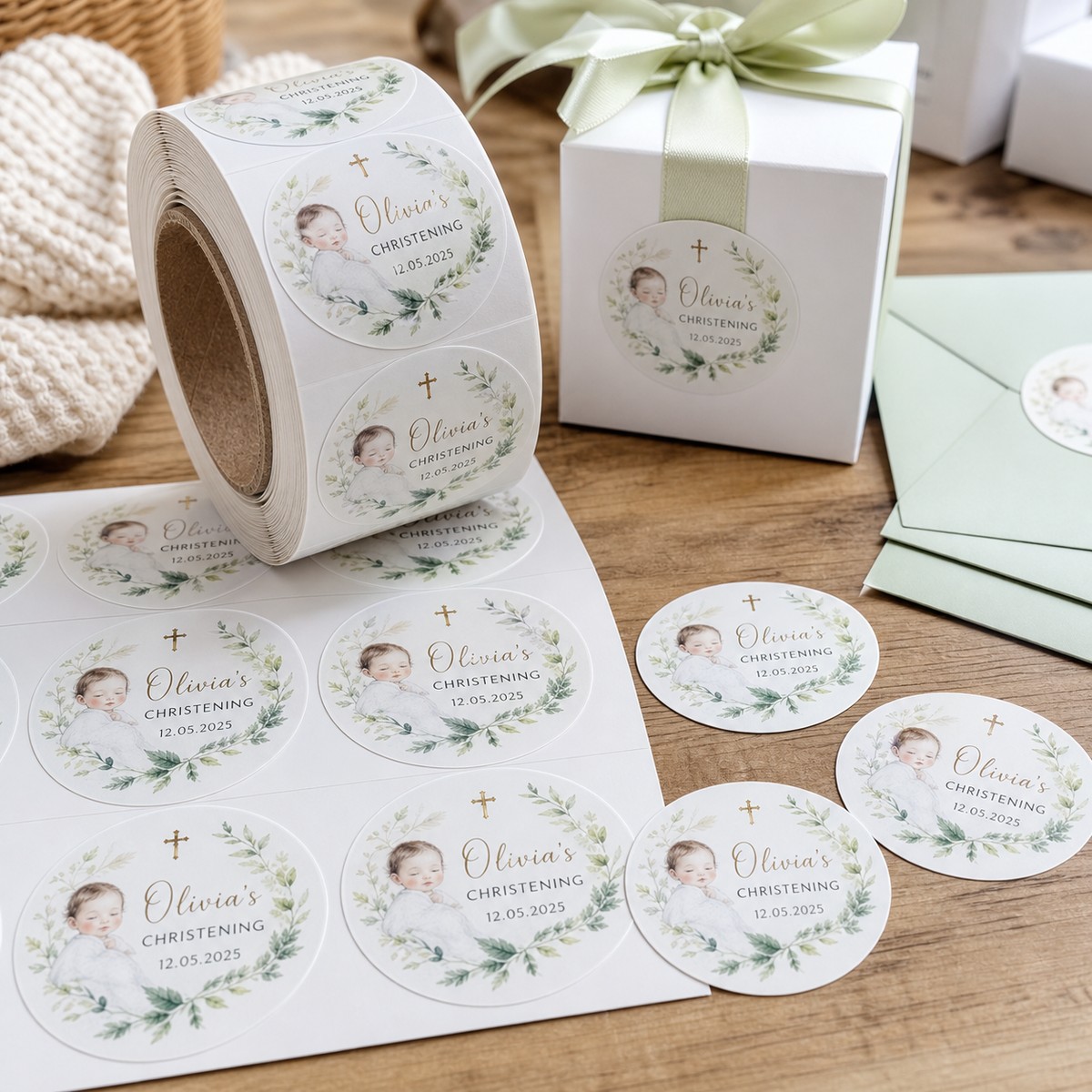 Waterproof Christening Stickers printed sticker examples