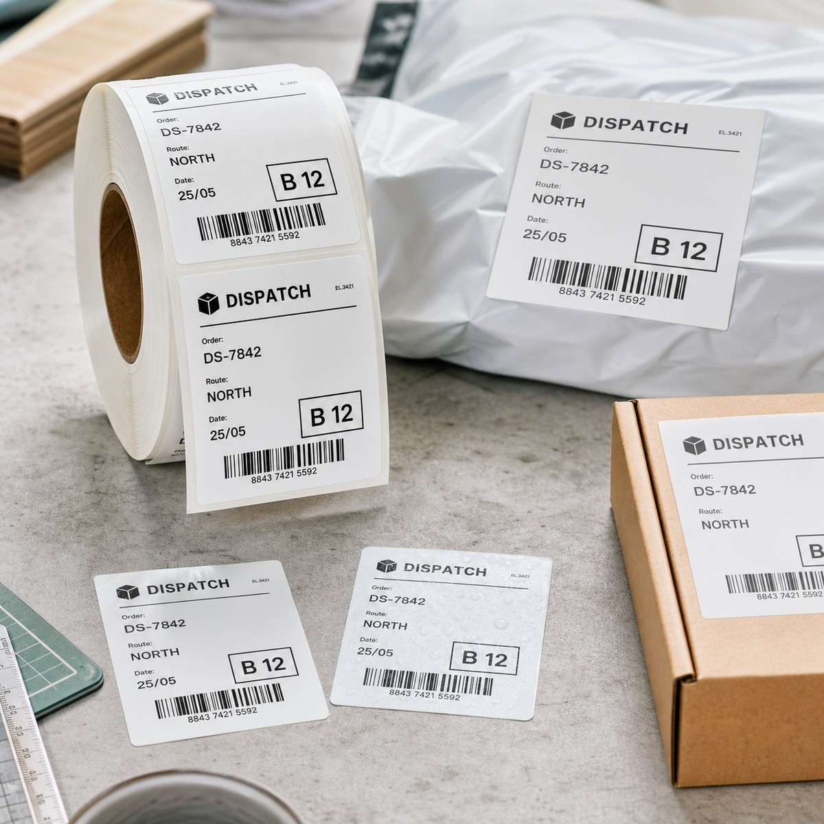 Waterproof Dispatch Labels printed sticker examples