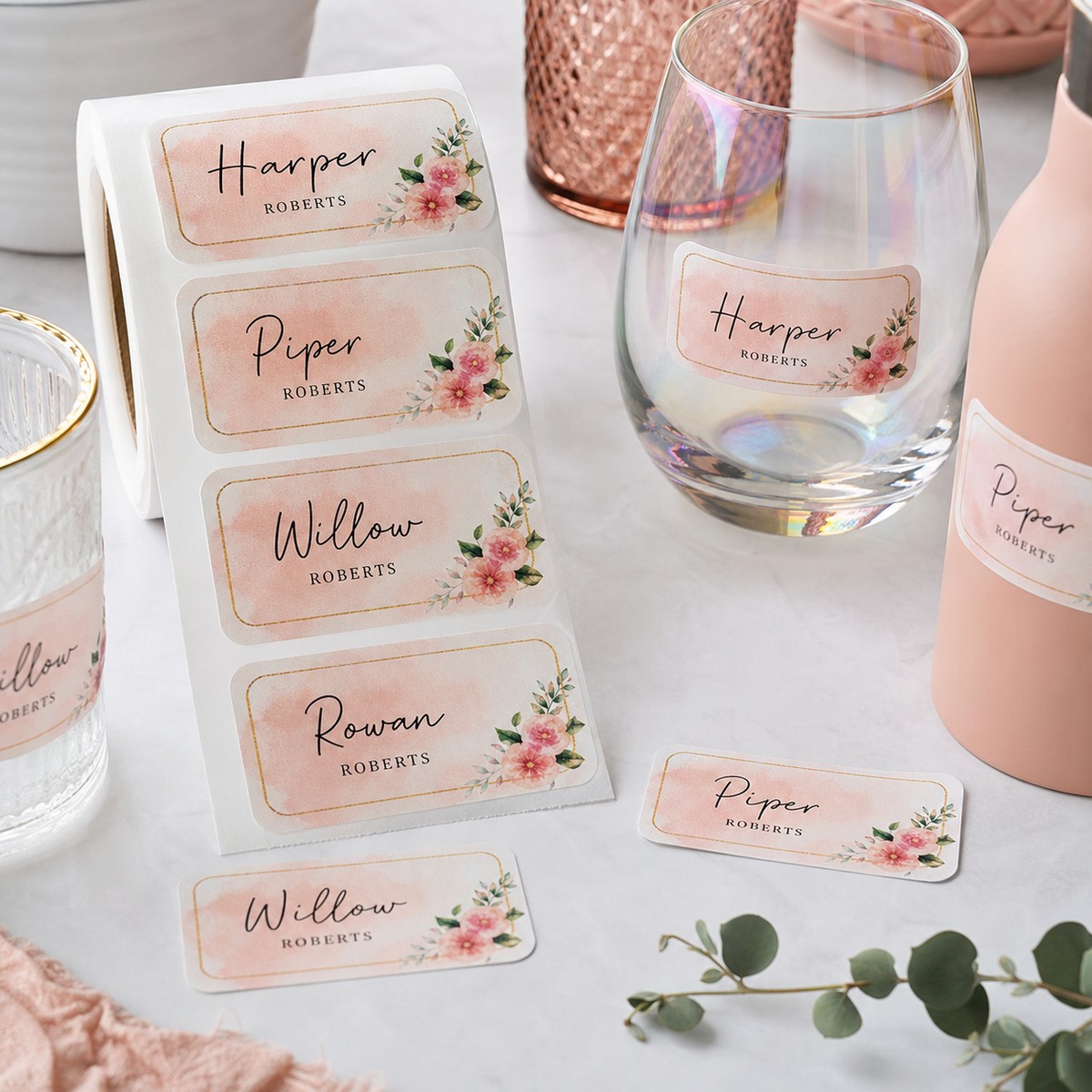 Waterproof Drinks Glass Name Stickers printed sticker examples