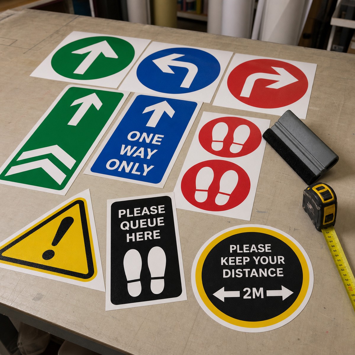 Waterproof Floor Direction Stickers printed sticker examples