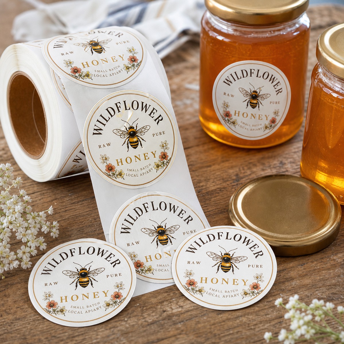 Waterproof Honey Jar Labels printed sticker examples