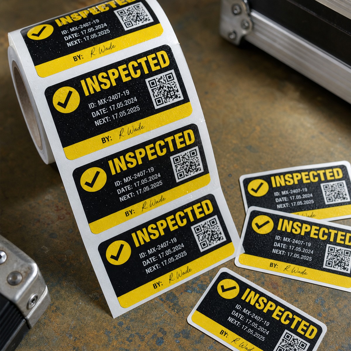 Waterproof Inspection Labels printed sticker examples