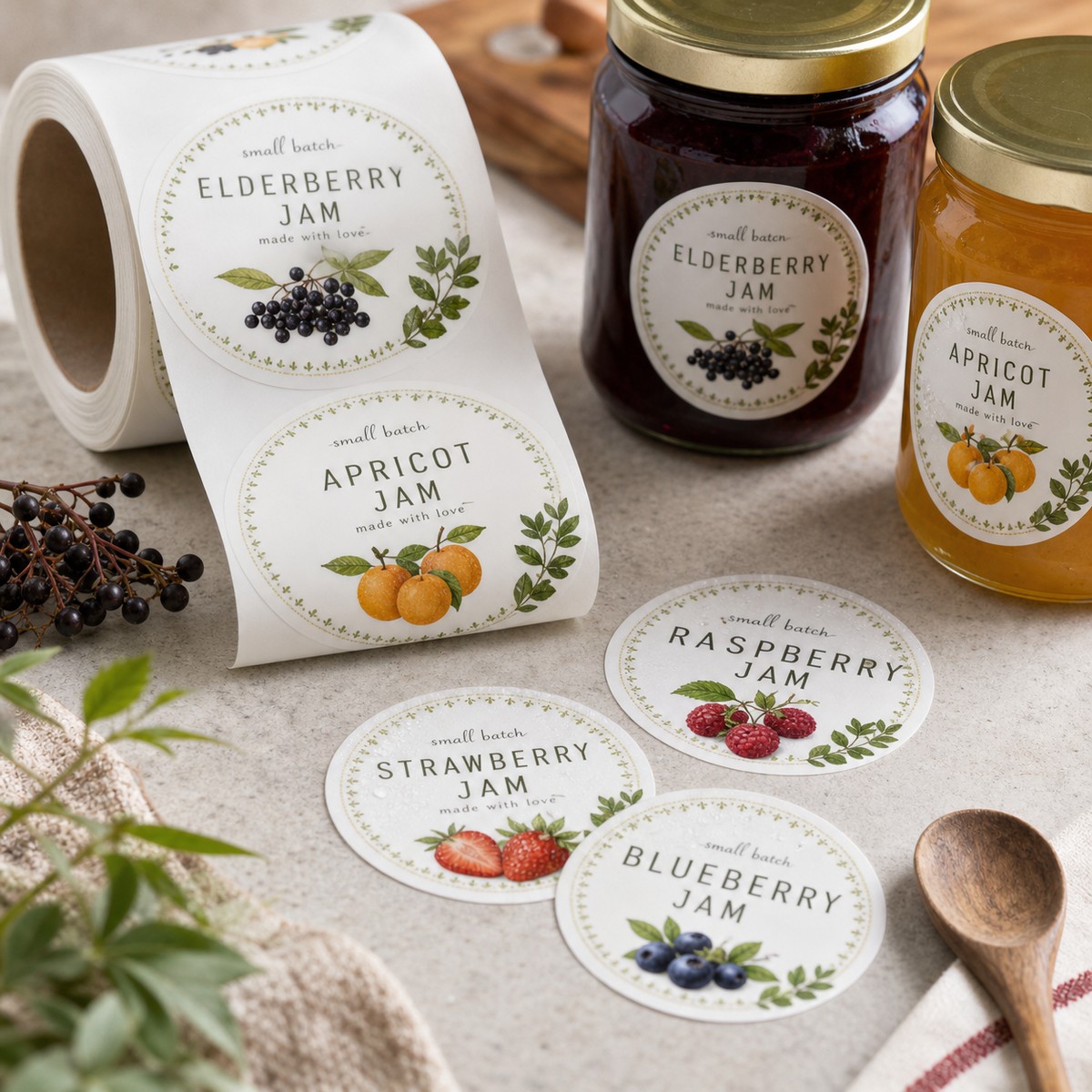 Waterproof Jam Jar Labels printed sticker examples