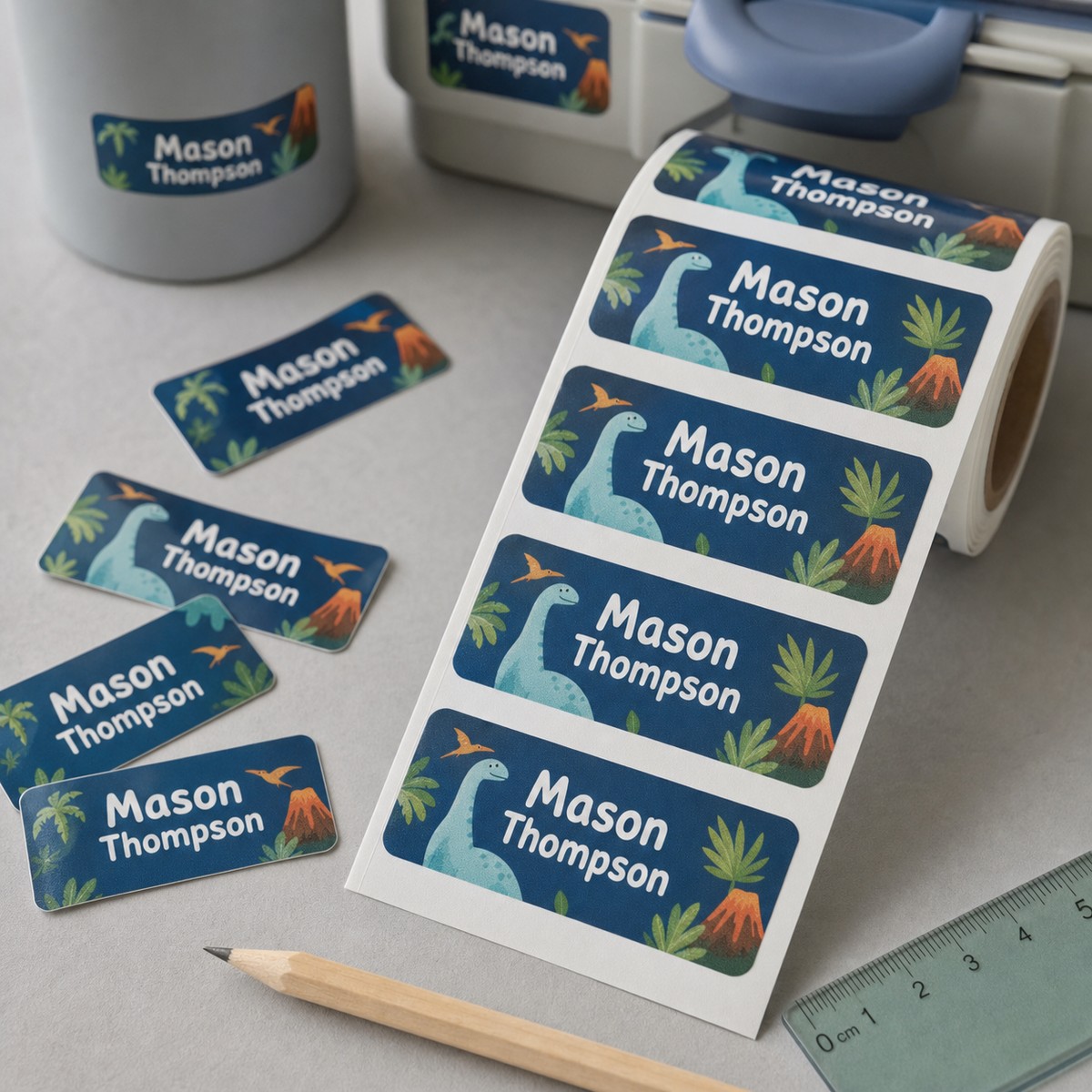 Waterproof Kids School Name Labels printed sticker examples