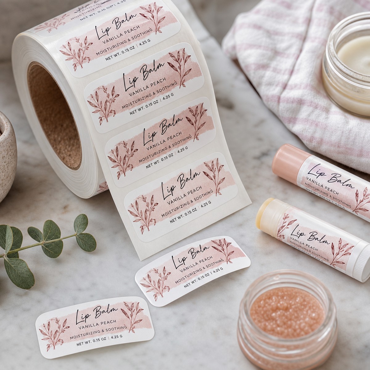 Waterproof Lip Balm Labels printed sticker examples