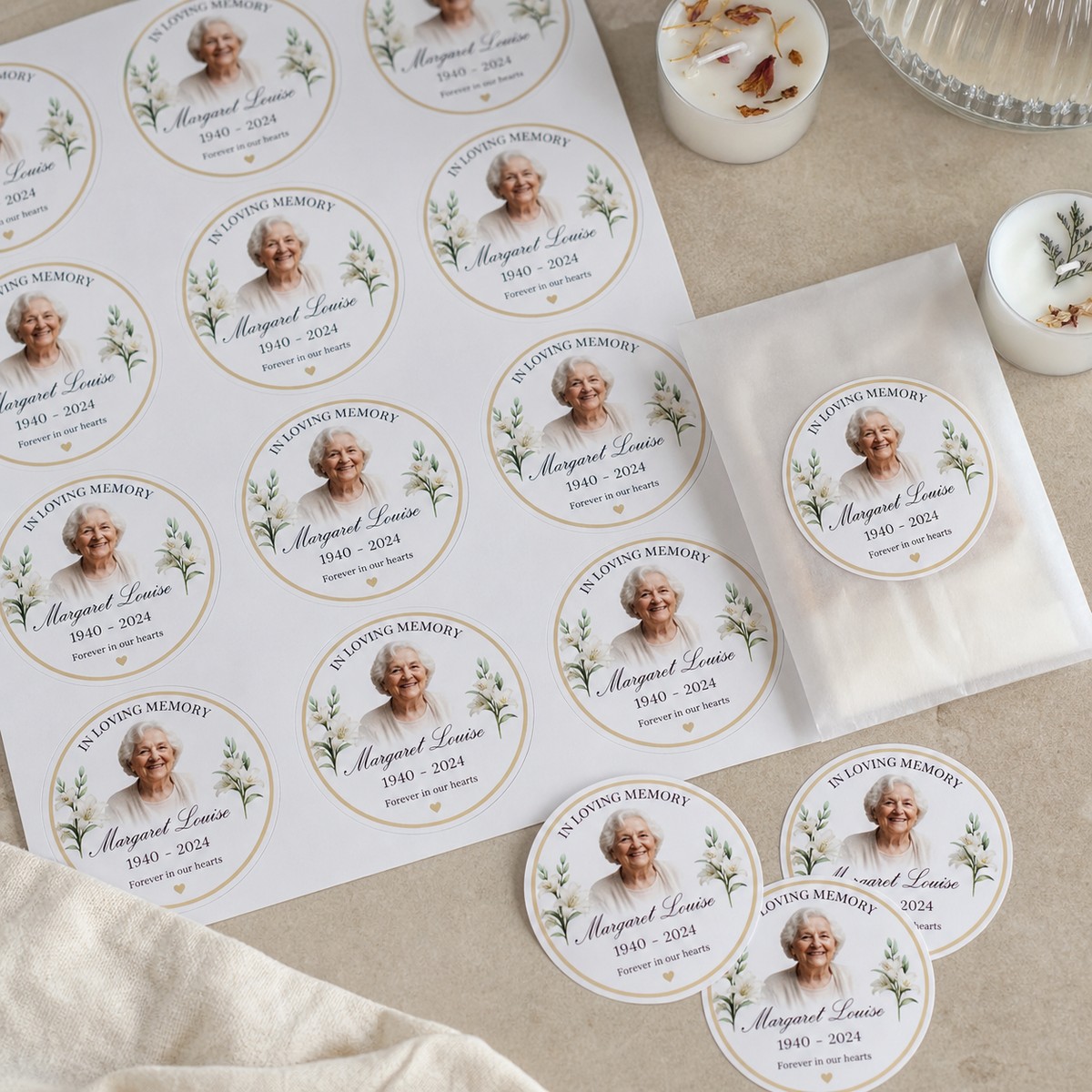 Waterproof Memorial Stickers printed sticker examples