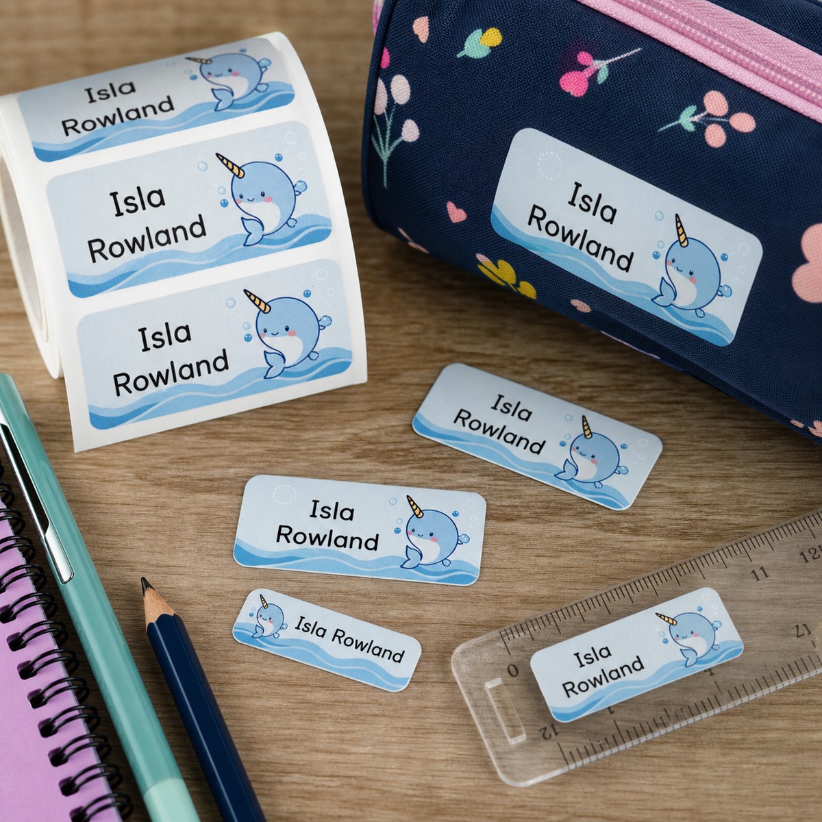 Waterproof Pencil Case Name Stickers printed sticker examples
