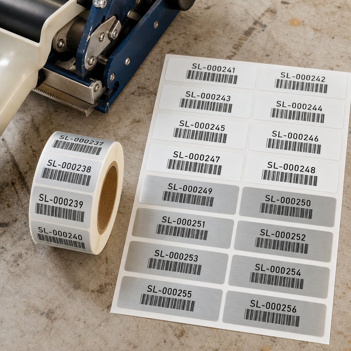 Waterproof Serial Number Labels printed sticker examples