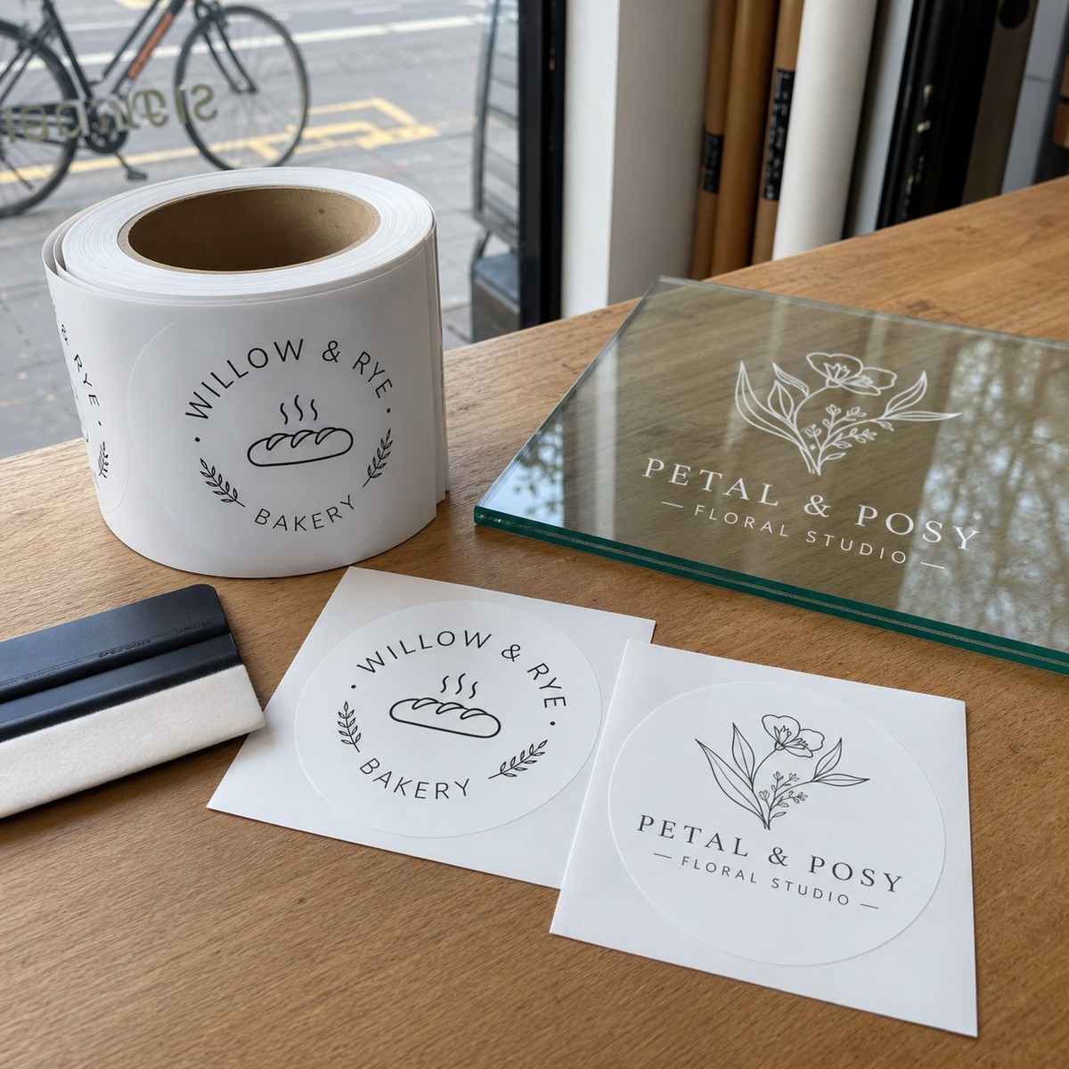 Waterproof Shop Window Logo Stickers printed sticker examples