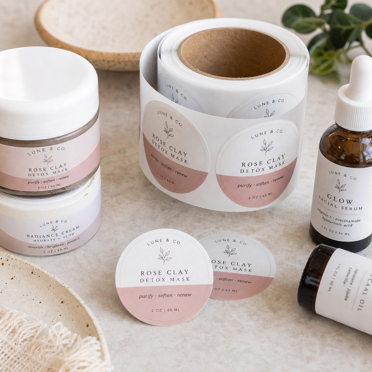 Waterproof Skincare Jar Labels printed sticker examples