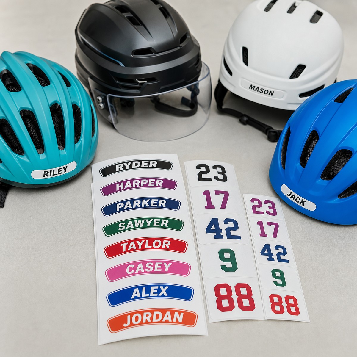 Waterproof Sports Helmet Name Stickers printed sticker examples