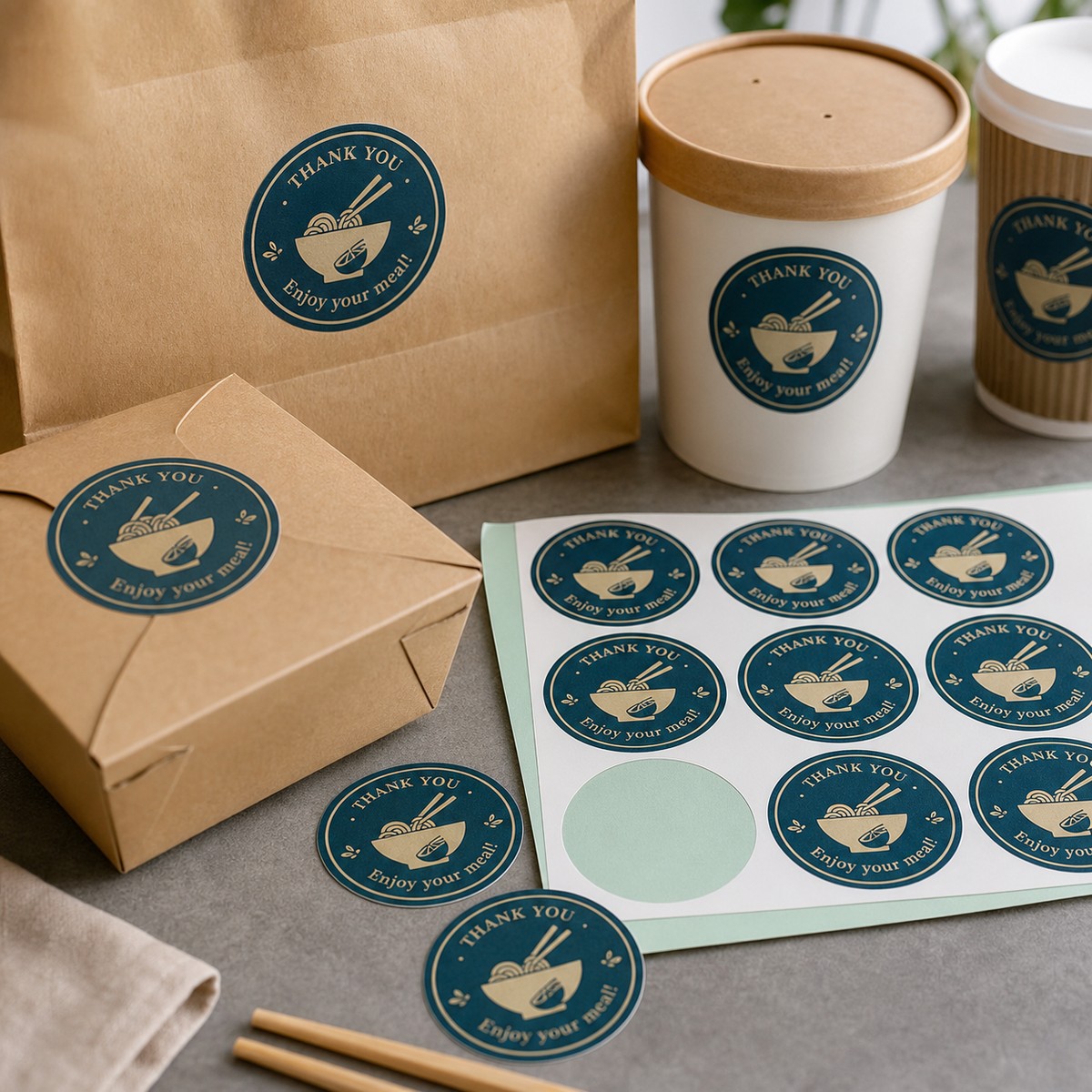 Waterproof Takeaway Packaging Stickers printed sticker examples