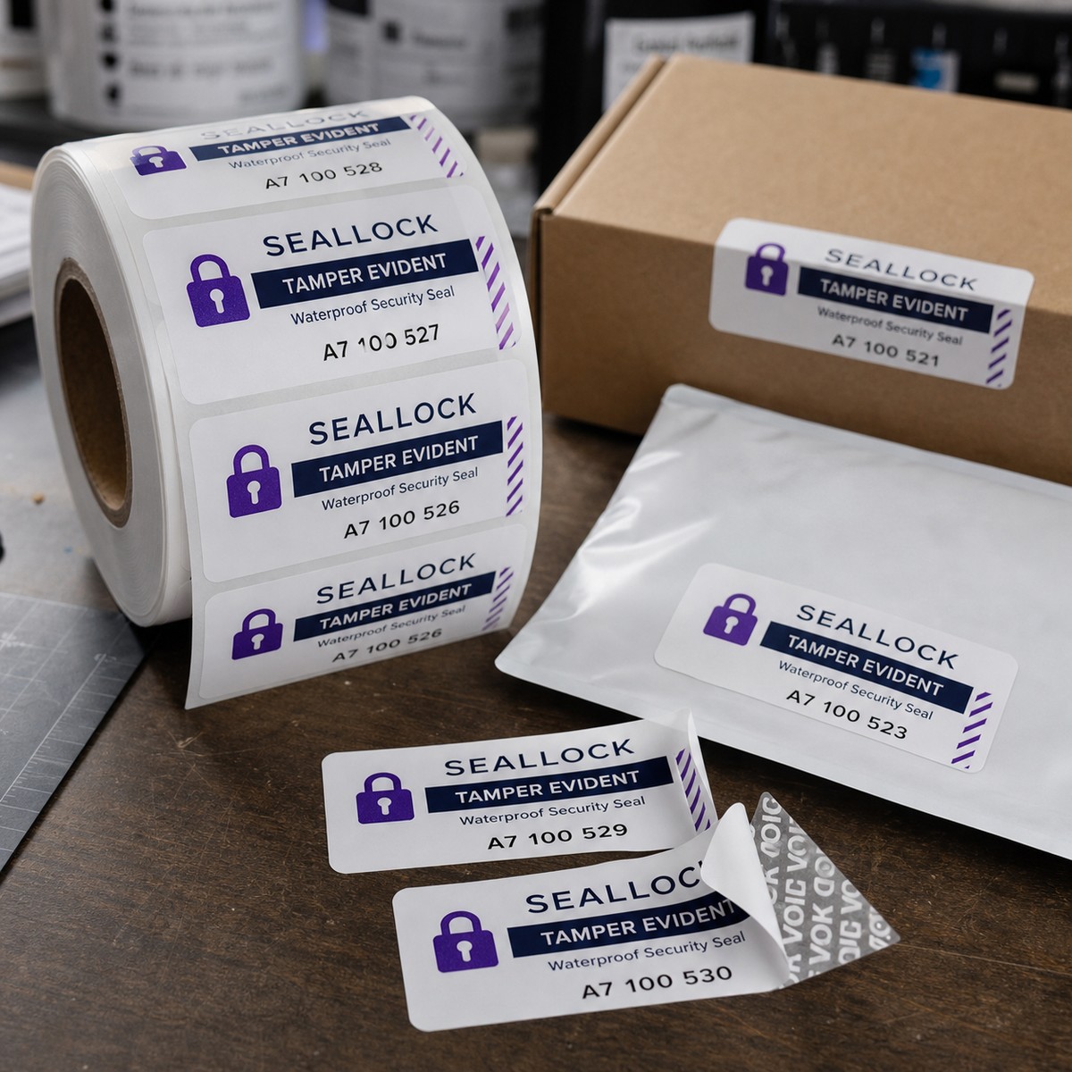 Waterproof Tamper Evident Labels printed sticker examples