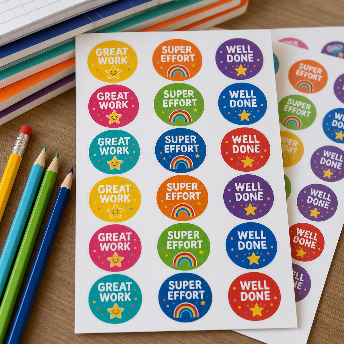Waterproof Teacher Reward Stickers printed sticker examples