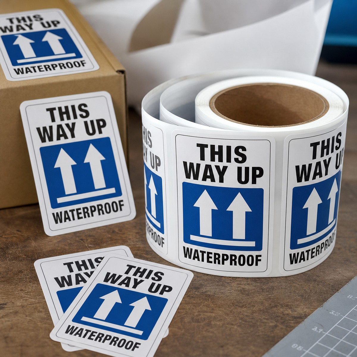Waterproof This Way Up Labels printed sticker examples