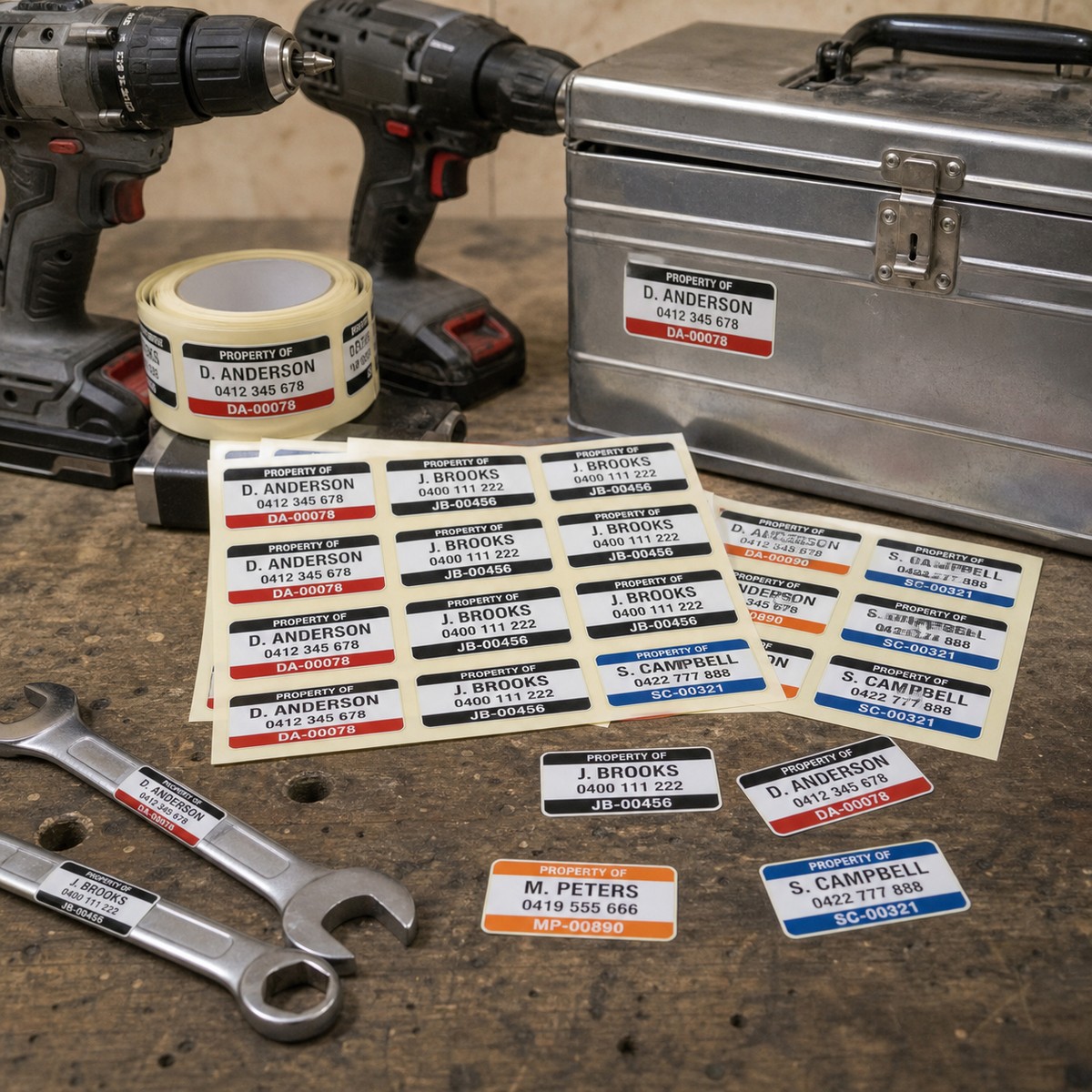 Waterproof Tool Identification Stickers printed sticker examples