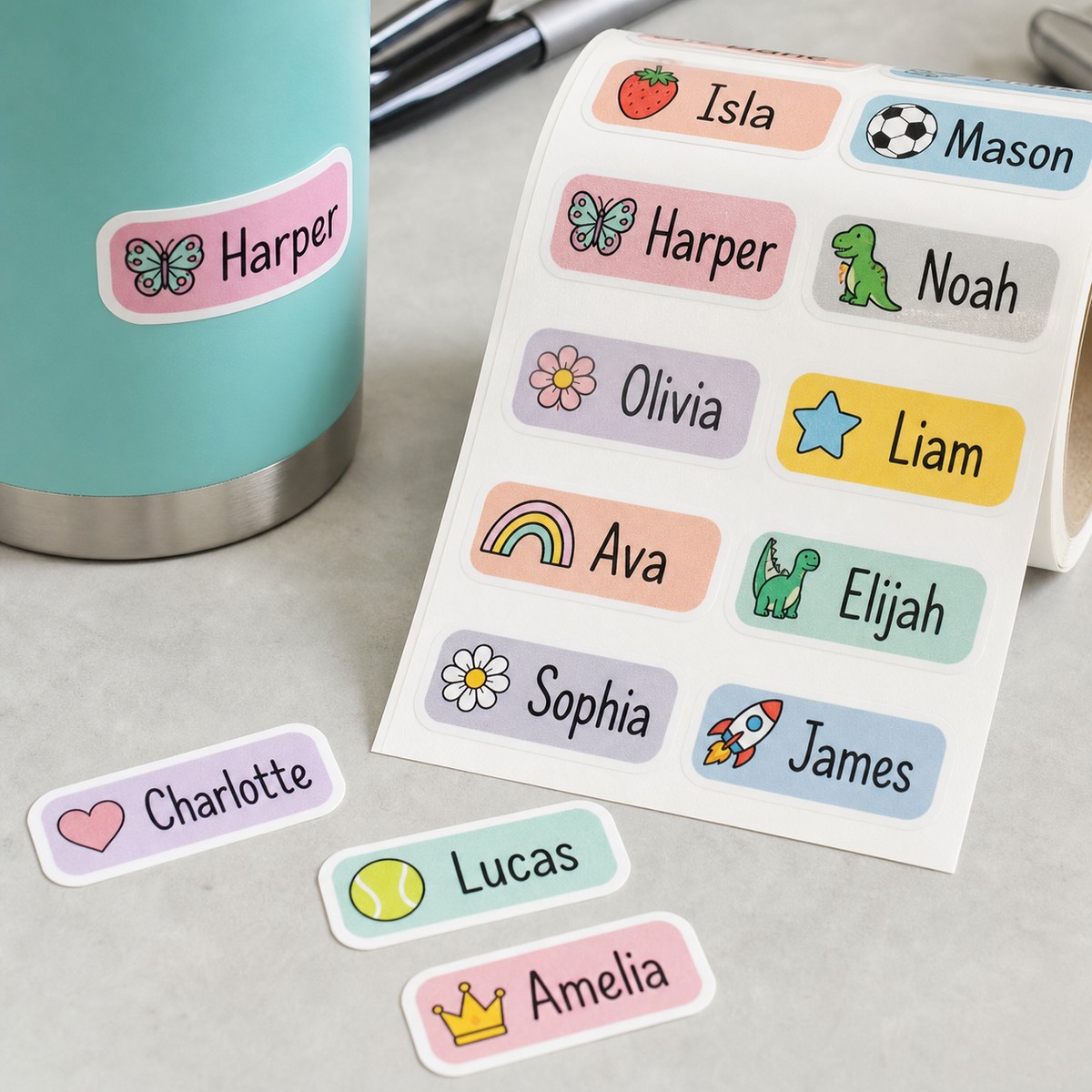 Waterproof Tumbler Name Stickers printed sticker examples
