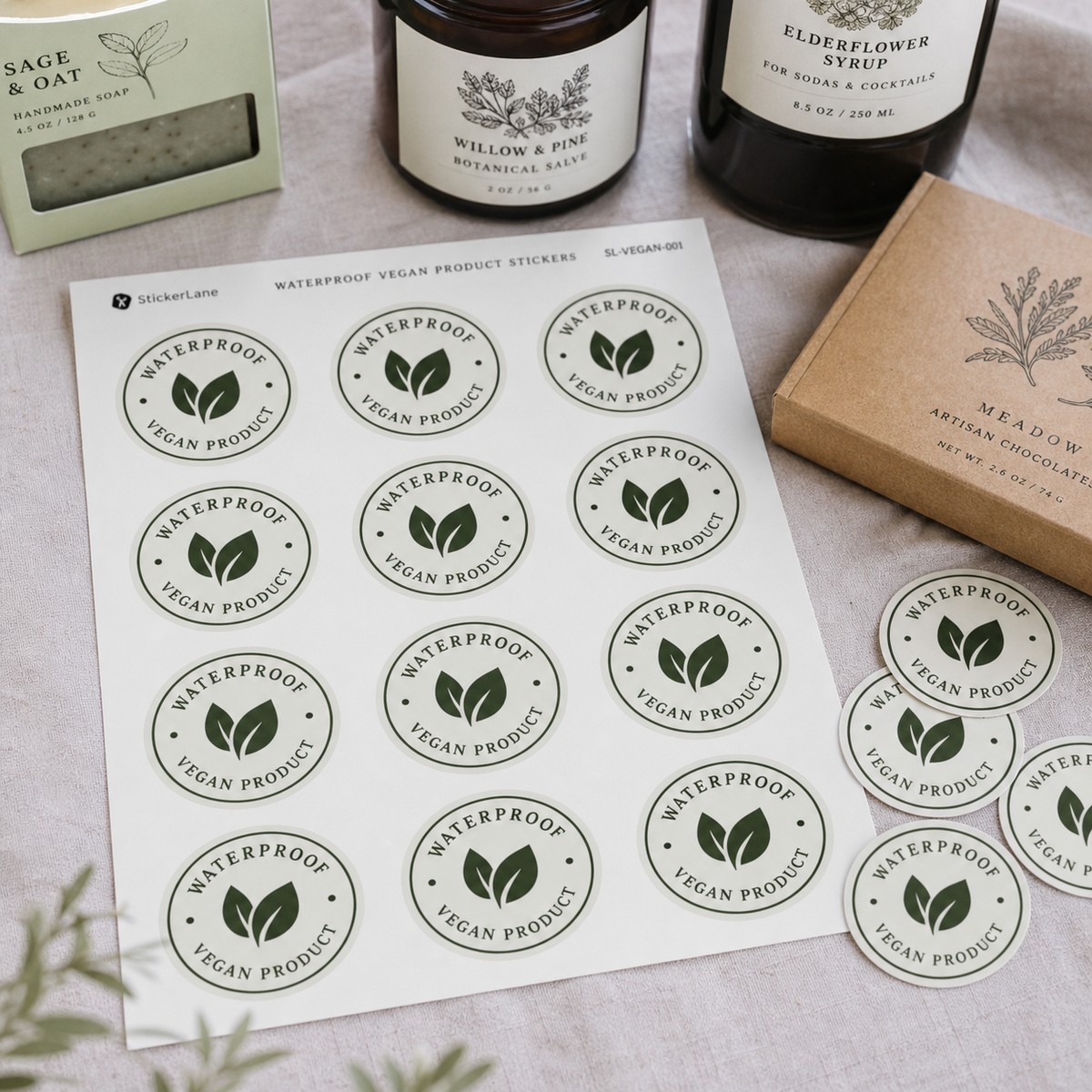 Waterproof Vegan Product Stickers printed sticker examples