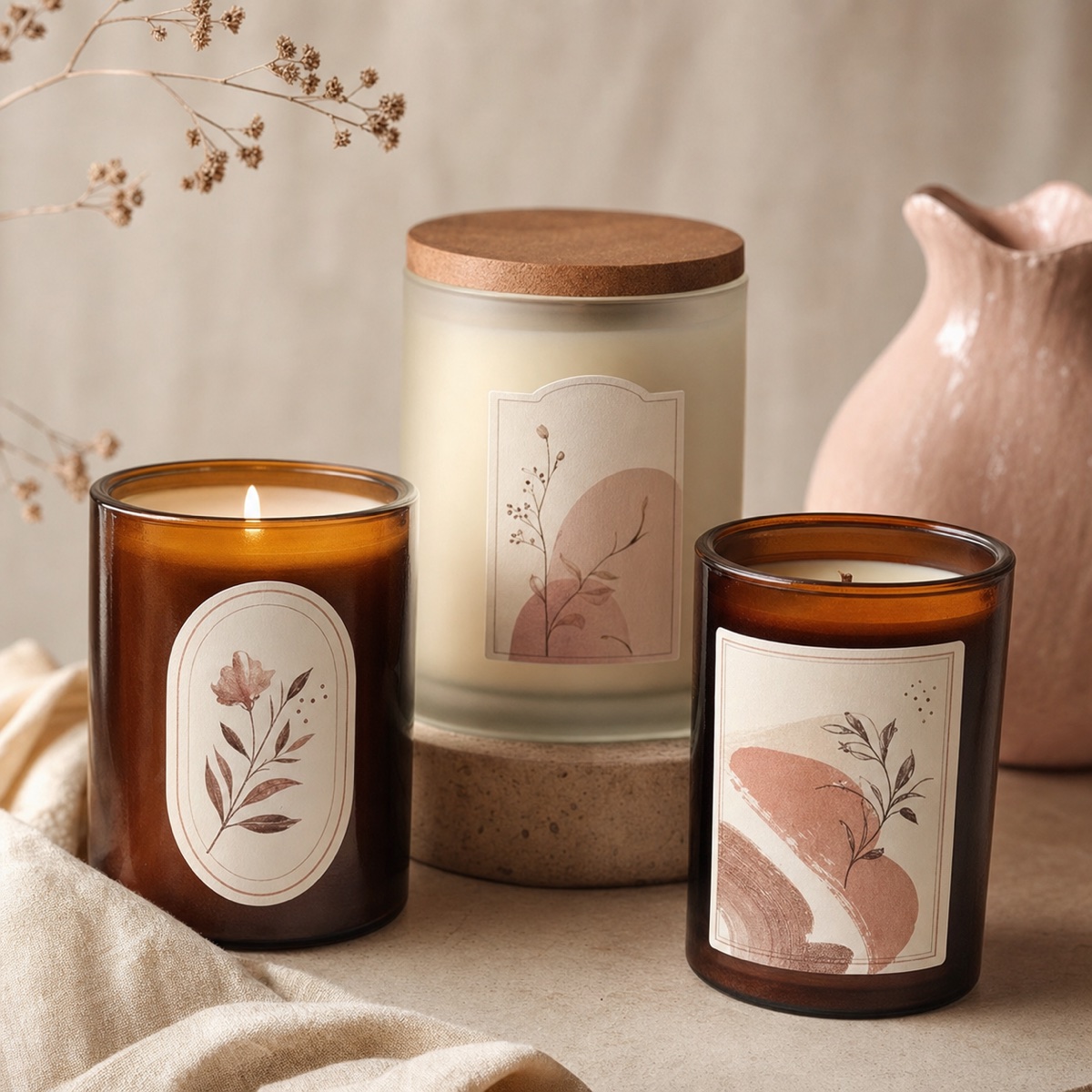 Custom Candle Label Stickers product examples and finish