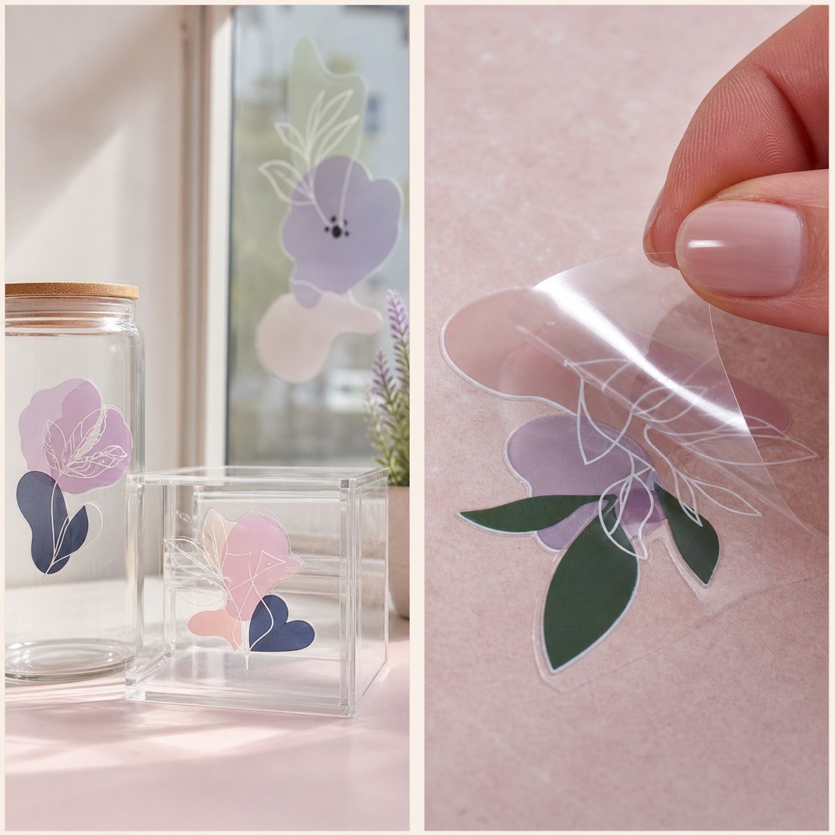 Custom Clear Stickers product examples and finish