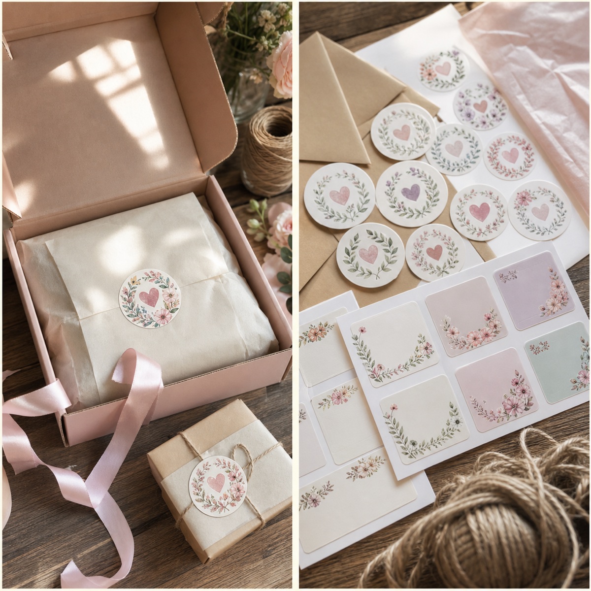 Custom Packaging Stickers product examples and finish