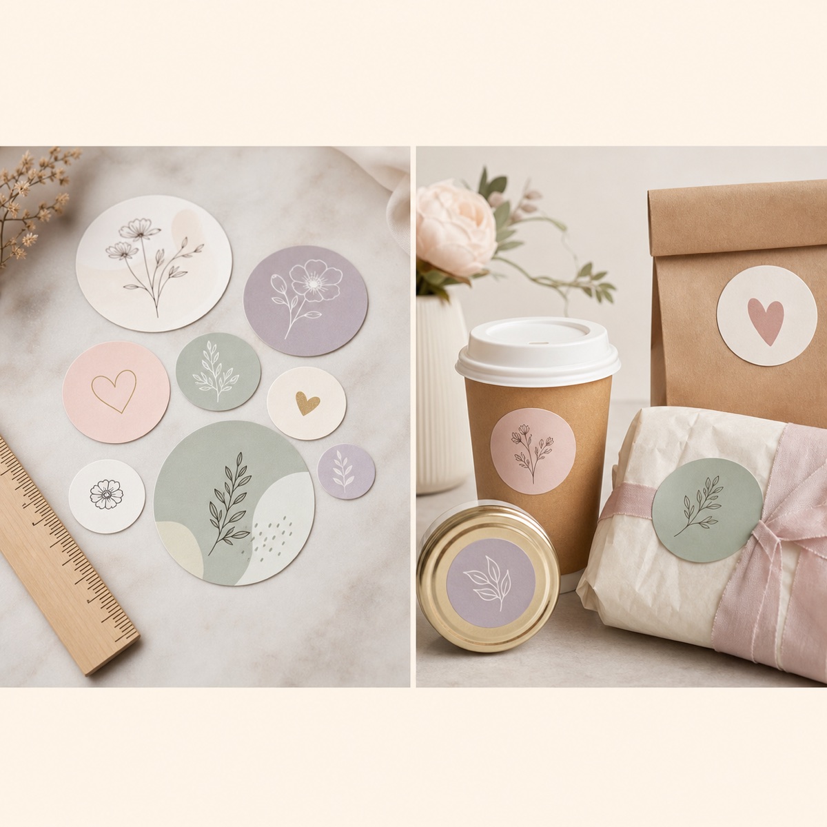 Custom Baby Shower Stickers example for names, dates, themes and thank-you messages