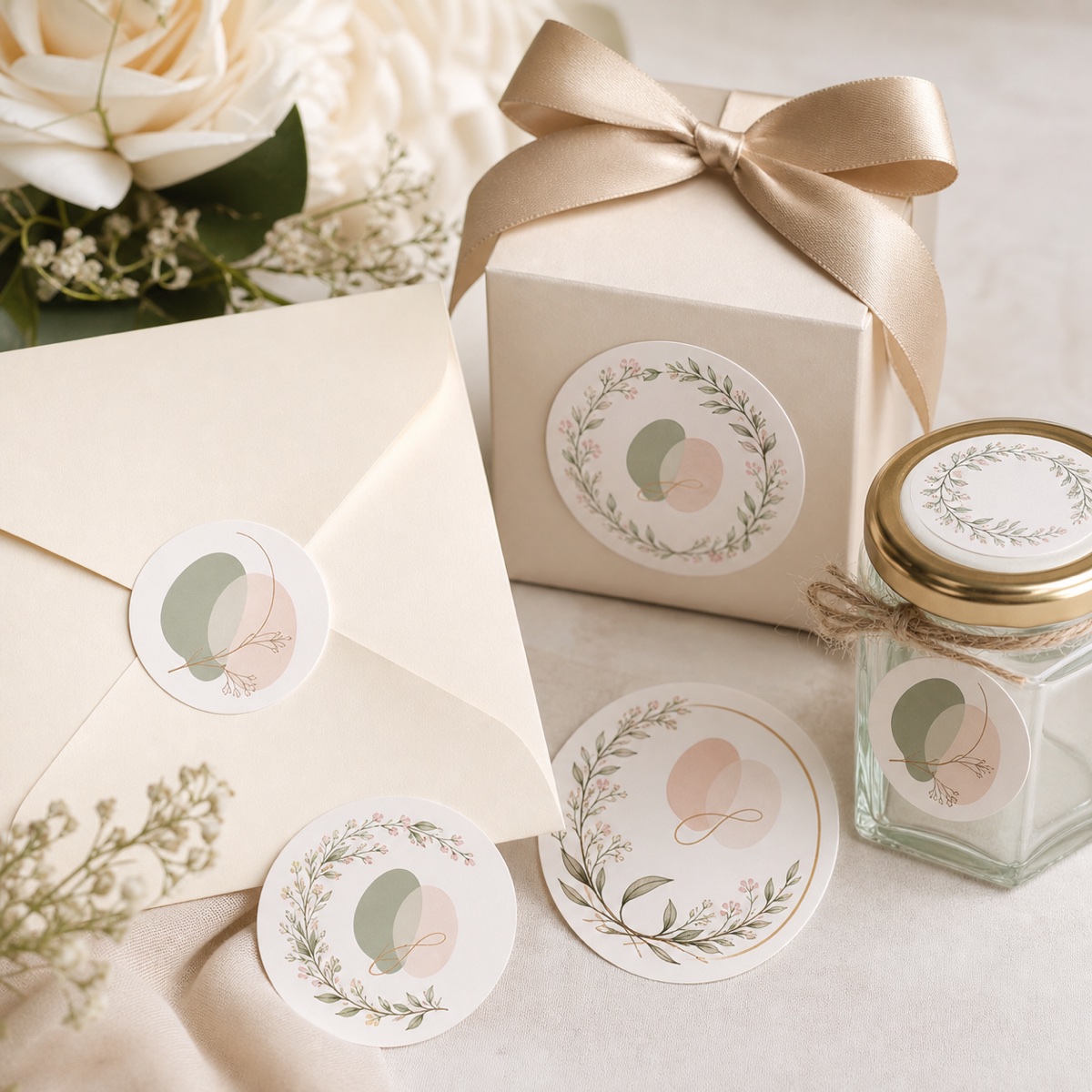 Custom Wedding Stickers product examples and finish